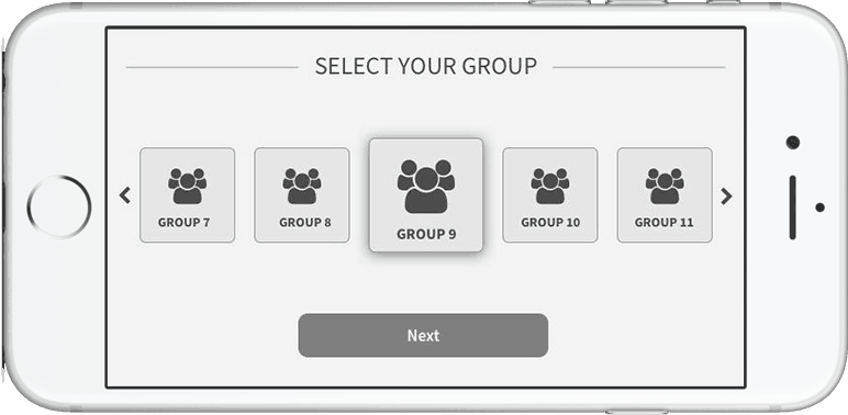 Voorbeeldscherm uit prototype app