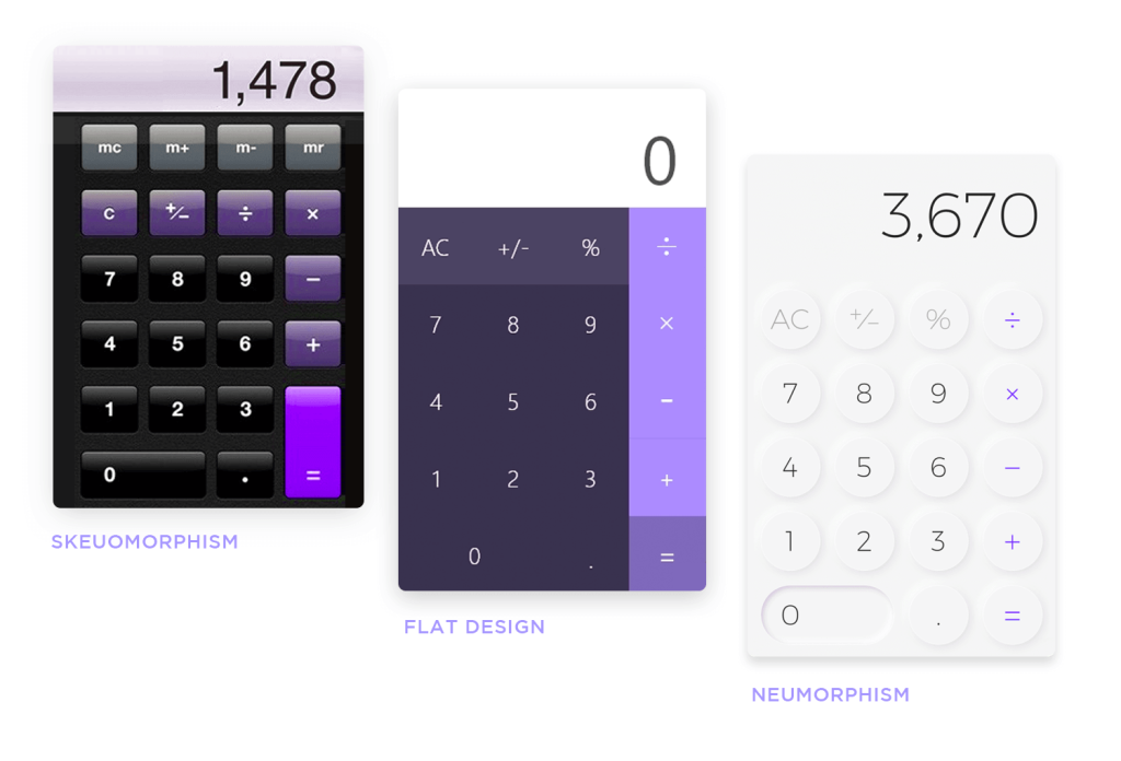 Skeumorfisme vs flat design vs neumorfisme